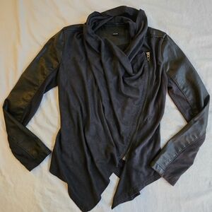 Blank NYC XS Black Faux Leather Waterfall Jacket